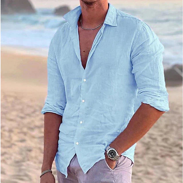 Camicia di Cotone e Lino Uomo