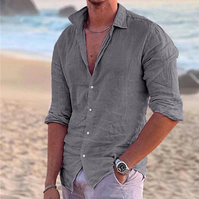 Camicia di Cotone e Lino Uomo