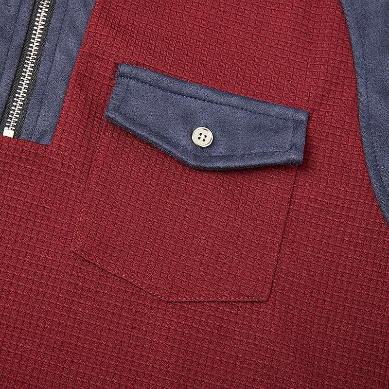 Pullover Uomo Texturizzato con Zip Corta – Vestibilità Robusta
