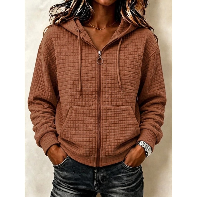 Felpa Donna Zip con Texture – Stile Sportivo Femminile Chic