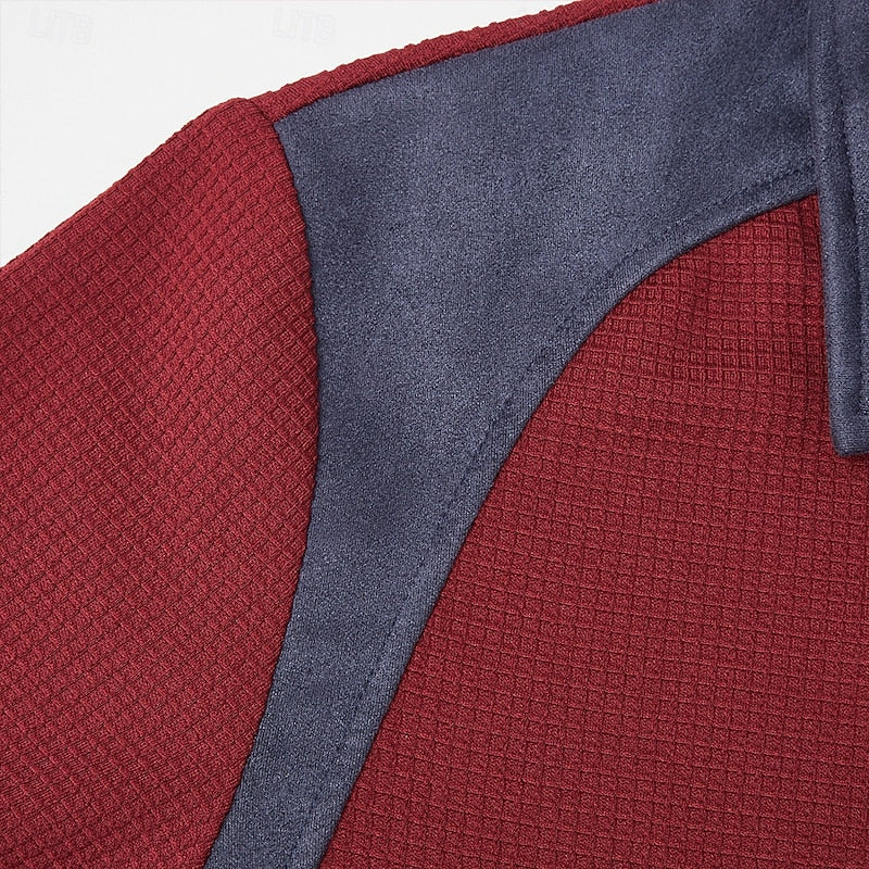 Pullover Uomo Texturizzato con Zip Corta – Vestibilità Robusta
