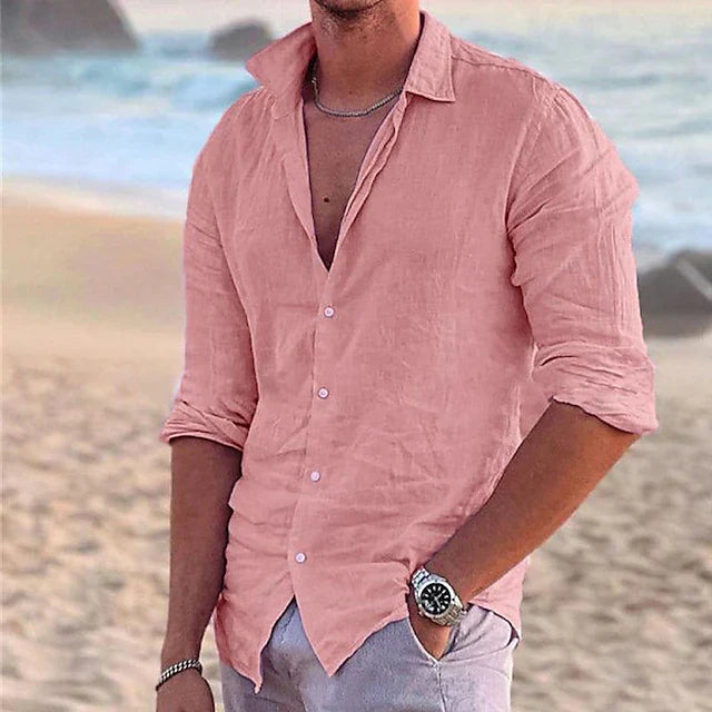 Camicia di Cotone e Lino Uomo
