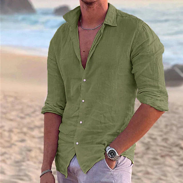 Camicia di Cotone e Lino Uomo