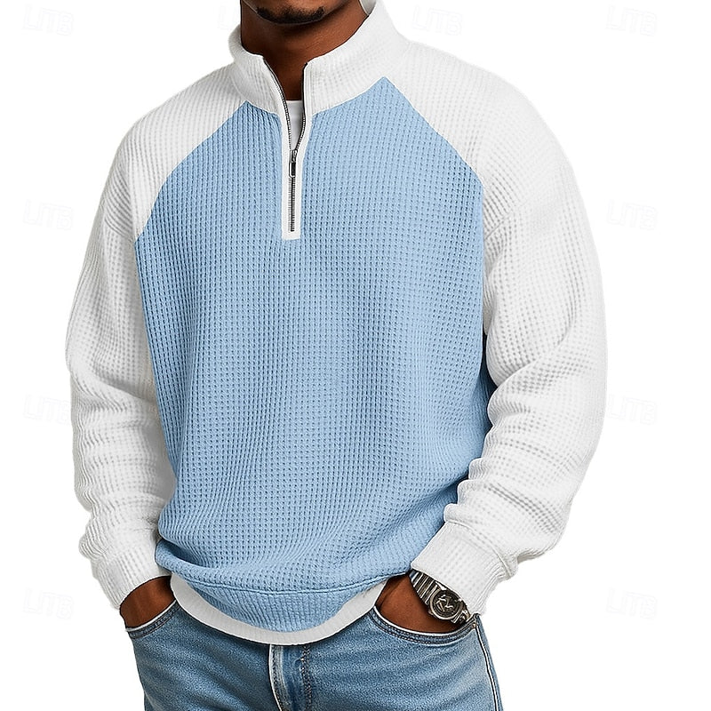 Pullover Uomo Texturizzato con Zip Corta – Look Contemporaneo
